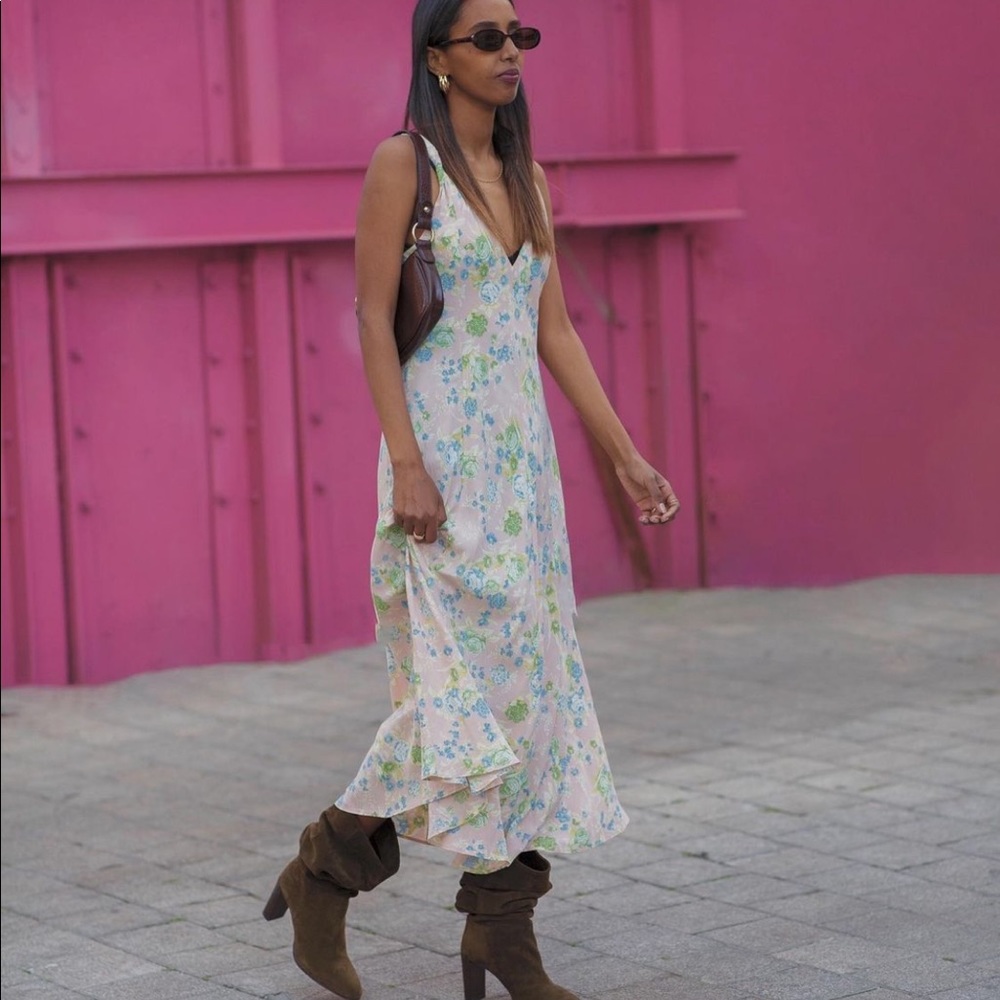 NWT Zara Printed Midi Dress - Picture 1 of 12